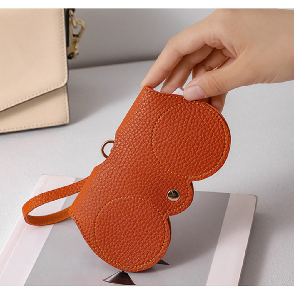 Soft Faux Leather Sunglasses Bag Portable Sunglasses Pouch in Orange